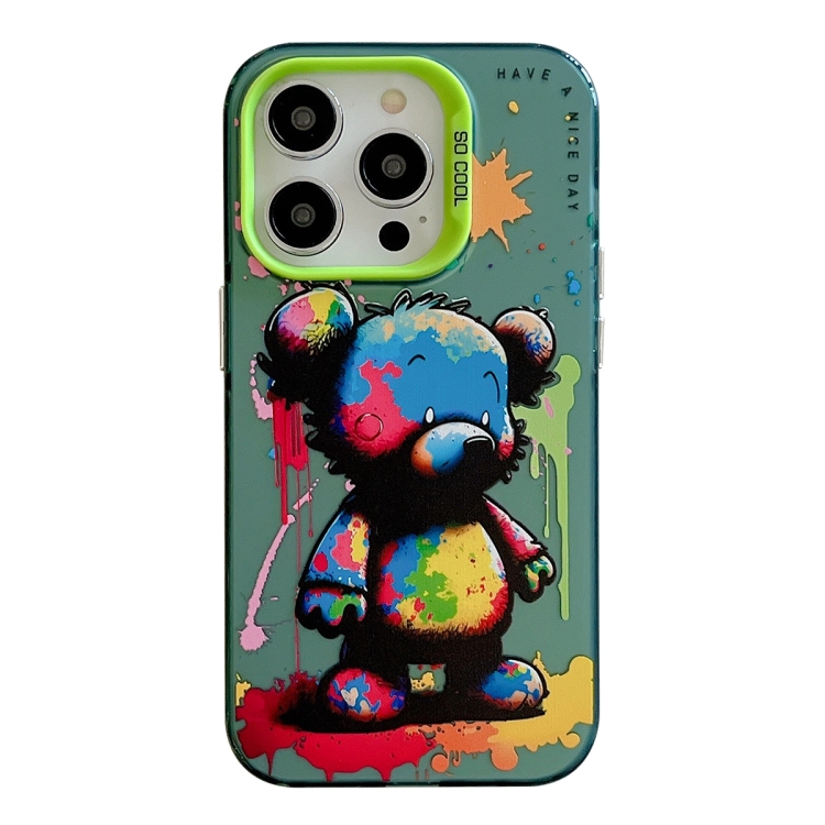 

For iPhone 14 Pro Animal Pattern Oil Painting Series PC + TPU Phone Case(Colorful Bear)
