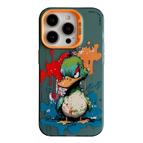 

For iPhone 14 Pro Max Animal Pattern Oil Painting Series PC + TPU Phone Case(Angry Duck)