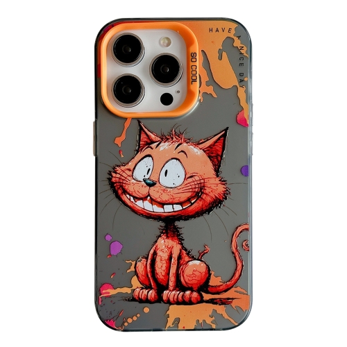 

For iPhone 14 Pro Max Animal Pattern Oil Painting Series PC + TPU Phone Case(Smiling Cat)