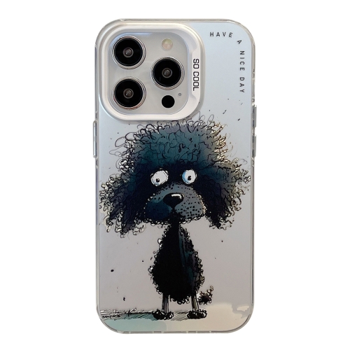 

For iPhone 14 Pro Max Animal Pattern Oil Painting Series PC + TPU Phone Case(Black Dog)