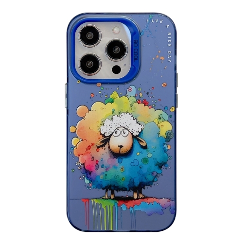 

For iPhone 14 Pro Max Animal Pattern Oil Painting Series PC + TPU Phone Case(Sheep)