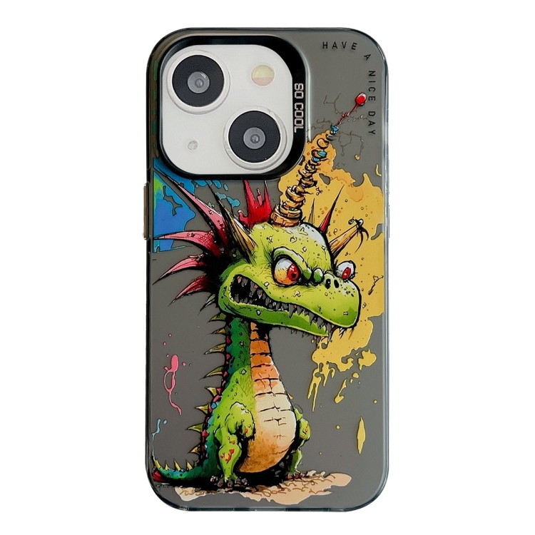 

For iPhone 15 Animal Pattern Oil Painting Series PC + TPU Phone Case(Dragon)