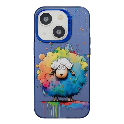 

For iPhone 15 Animal Pattern Oil Painting Series PC + TPU Phone Case(Sheep)