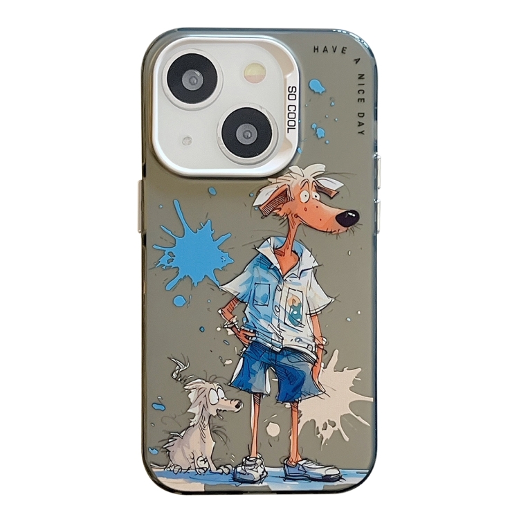 

For iPhone 15 Animal Pattern Oil Painting Series PC + TPU Phone Case(Wolf)
