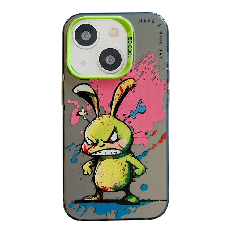 

For iPhone 15 Animal Pattern Oil Painting Series PC + TPU Phone Case(Rabbit)