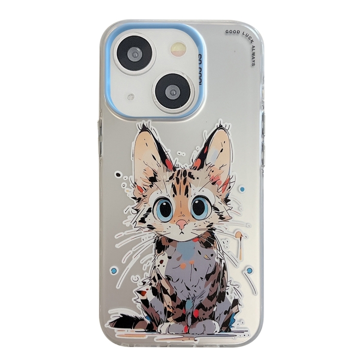 

For iPhone 15 Plus Animal Pattern Oil Painting Series PC + TPU Phone Case(Stupid Cat)