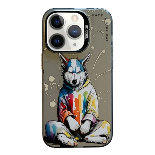 For iPhone 11 Pro Max Animal Pattern Oil Painting Series PC + TPU Phone Case(Hoodie Dog)