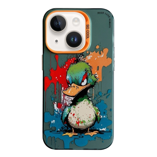 

For iPhone 14 Plus Animal Pattern Oil Painting Series PC + TPU Phone Case(Angry Duck)