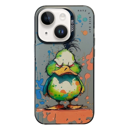 

For iPhone 14 Plus Animal Pattern Oil Painting Series PC + TPU Phone Case(Wrath Duck)