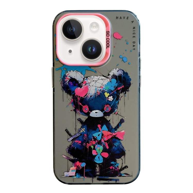 

For iPhone 14 Plus Animal Pattern Oil Painting Series PC + TPU Phone Case(Tattered Bear)