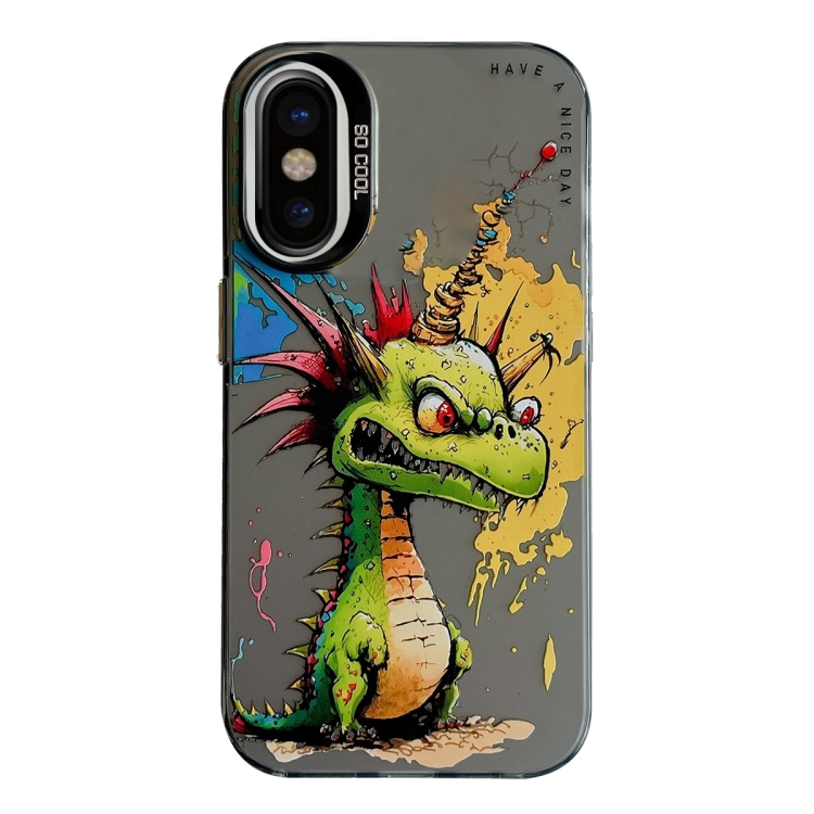 

For iPhone X / XS Animal Pattern Oil Painting Series PC + TPU Phone Case(Dragon)