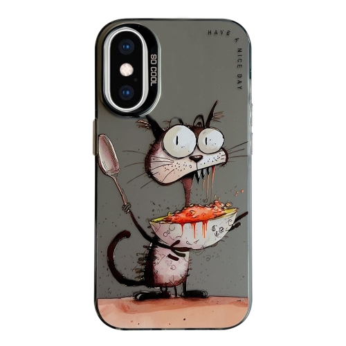 

For iPhone XS Max Animal Pattern Oil Painting Series PC + TPU Phone Case(Eating Rat)