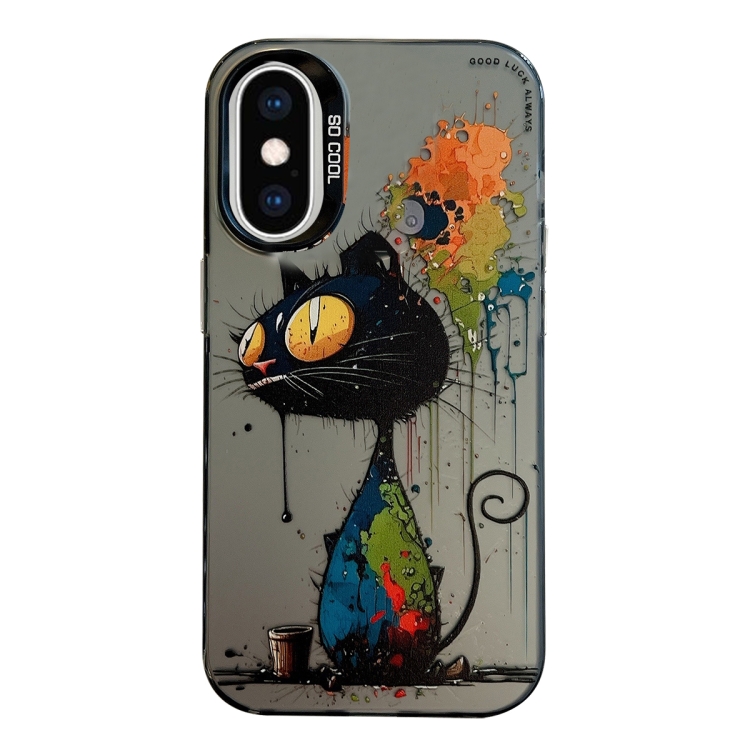 

For iPhone XS Max Animal Pattern Oil Painting Series PC + TPU Phone Case(Black Cat)