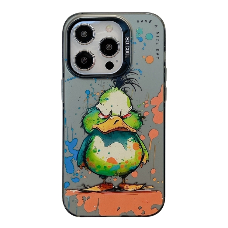

For iPhone 16 Pro Animal Pattern Oil Painting Series PC + TPU Phone Case(Wrath Duck)