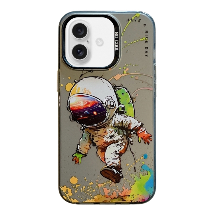

For iPhone 16 Plus Animal Pattern Oil Painting Series PC + TPU Phone Case(Astronaut)