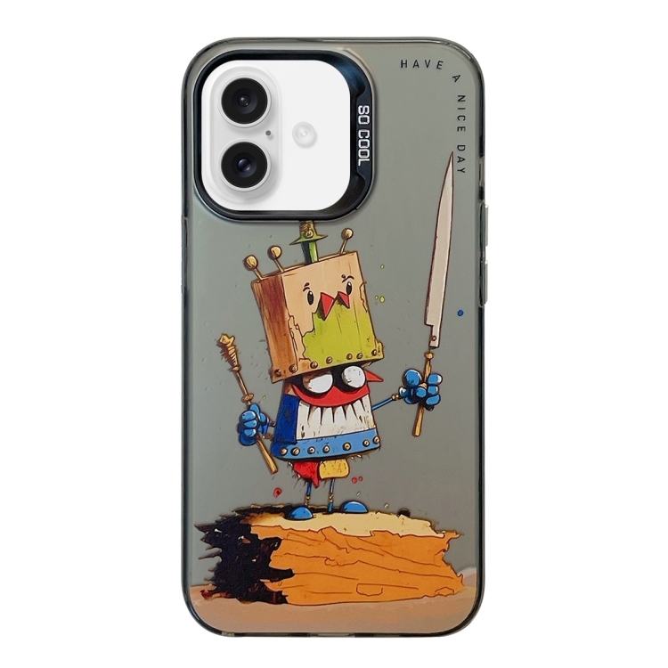 

For iPhone 16 Plus Animal Pattern Oil Painting Series PC + TPU Phone Case(Clown)
