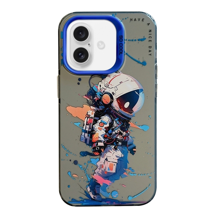 

For iPhone 16 Plus Animal Pattern Oil Painting Series PC + TPU Phone Case(Tattered Astronaut)