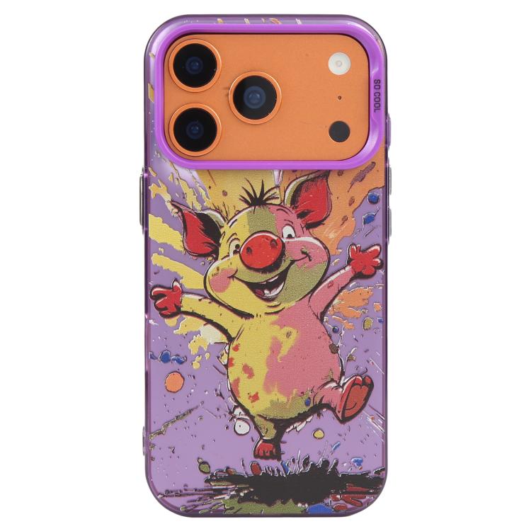 For iPhone 17 Pro Animal Pattern Oil Painting Series PC + TPU Phone Case(Happy Pig) — купить у Sunsky-online WW