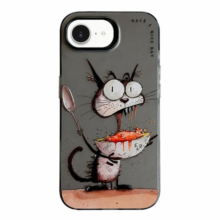 For iPhone 17e / 16e Animal Pattern Oil Painting Series PC + TPU Phone Case(Eating Rat)