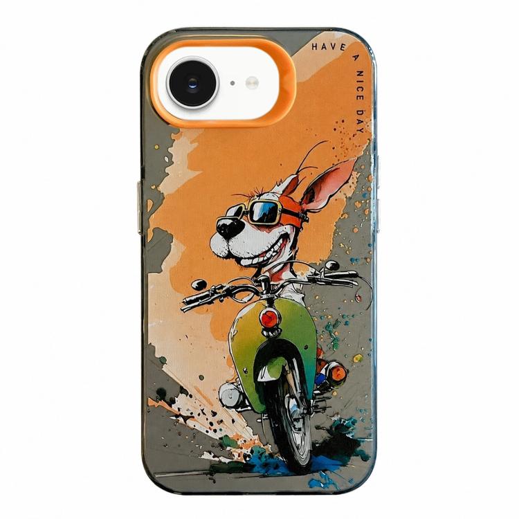 For iPhone 7 / 8 / SE 2020 Animal Pattern Oil Painting Series PC + TPU Phone Case(Bicycle Dog)