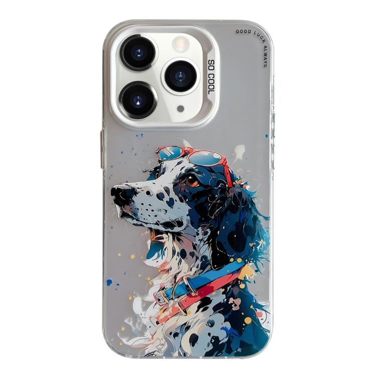 For iPhone 11 Pro Animal Pattern Oil Painting Series PC + TPU Phone Case(Spotted Dog)
