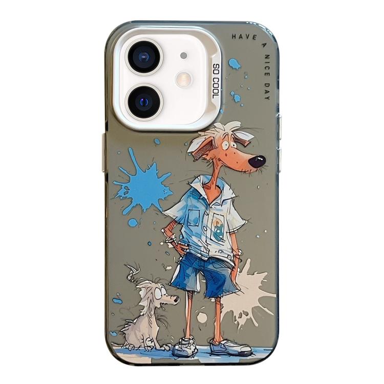 For iPhone 12 mini Animal Pattern Oil Painting Series PC + TPU Phone Case(Wolf)