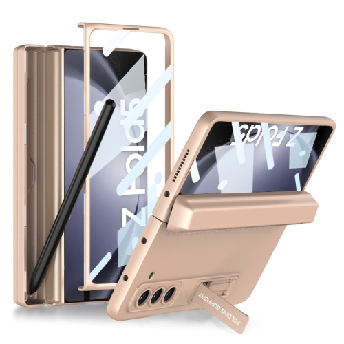 

For Samsung Galaxy Z Fold5 GKK Integrated Magnetic Full Coverage Phone Flip Case with Pen Box(Gold)