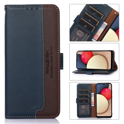 For OPPO Reno11 Pro Global KHAZNEH Litchi Texture Leather RFID Phone Case(Blue) for samsung galaxy z fold5 lc imeeke rfid anti theft leather phone case brown