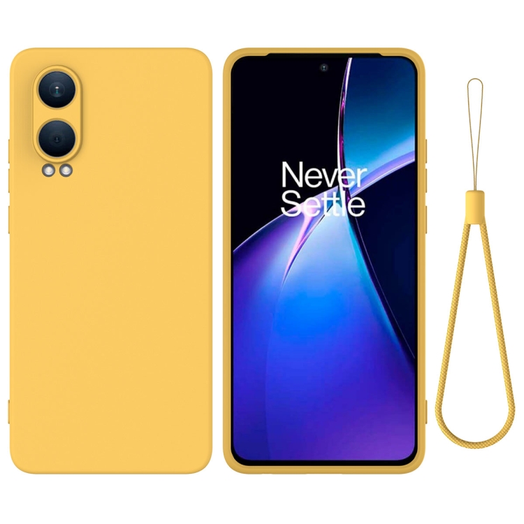 

For OnePlus Nord CE4 Lite Pure Color Liquid Silicone Shockproof Phone Case(Yellow)