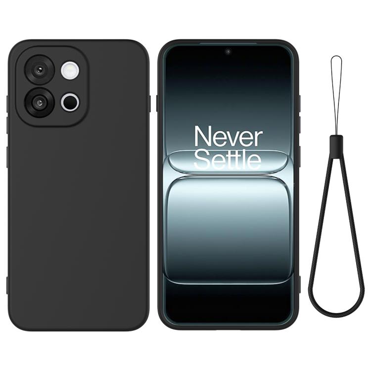 

For OnePlus 13T / 13s Pure Color Liquid Silicone Shockproof Phone Case(Black)