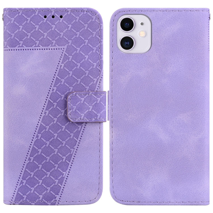 

For iPhone 11 7-shaped Embossed Leather Phone Case(Purple)