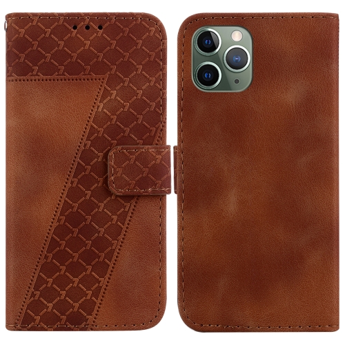

For iPhone 11 Pro 7-shaped Embossed Leather Phone Case(Brown)