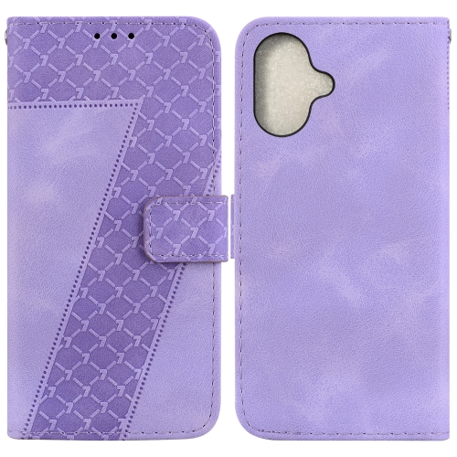 

For iPhone 16 Plus Seven-shaped Embossed Leather Phone Case(Purple)