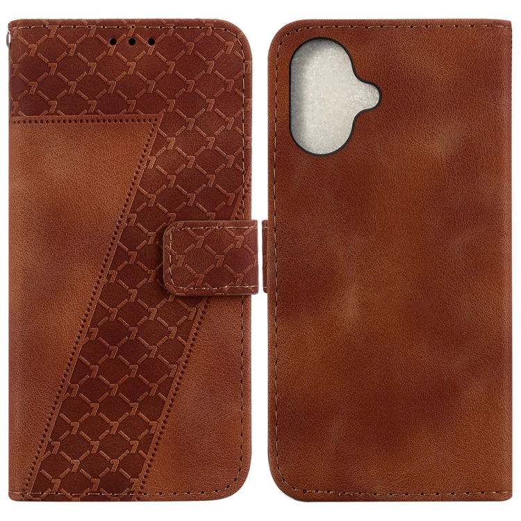

For iPhone 16 Seven-shaped Embossed Leather Phone Case(Brown)