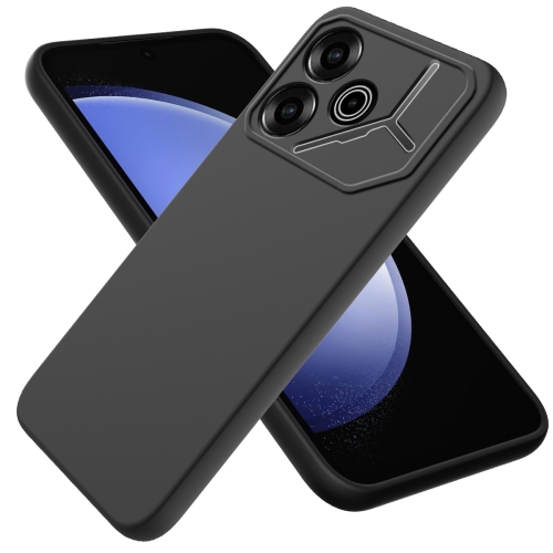 

For Tecno Pova 6 Pure Color Liquid Silicone Shockproof Phone Case(Black)
