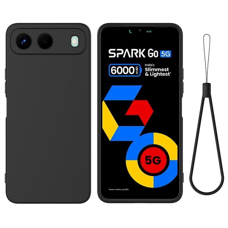 

For Tecno Spark Go 5G / Infinix Hot 60i Solid Color Liquid Silicone Dropproof Full Coverage Phone Case(Black)