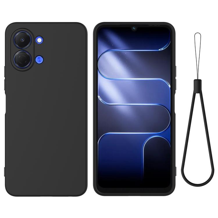 

For Tecno Pop 20 4G Solid Color Liquid Silicone Dropproof Full Coverage Phone Case(Black)