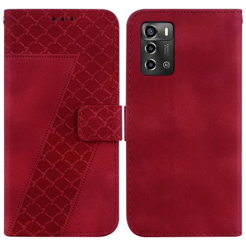 

For ZTE Blade A72/V40 Vita 7-shaped Embossed Leather Phone Case(Red)