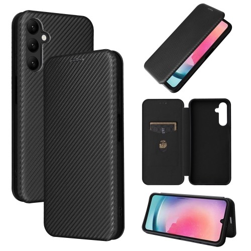 For Samsung Galaxy A25 5G Carbon Fiber Texture Flip Leather Phone Case(Black) durable leather watch roll case flexible cushion slot mounting boxes ornament