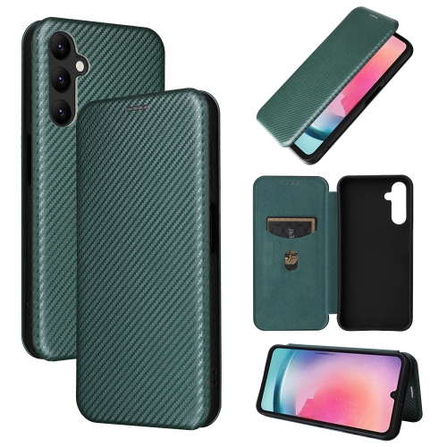 

For Samsung Galaxy A25 5G Carbon Fiber Texture Flip Leather Phone Case(Green)