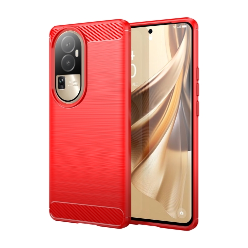 

For OPPO Reno10 Pro 5G Global / Reno10 Global Brushed Texture Carbon Fiber TPU Phone Case(Red)