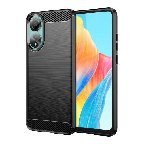 

For OPPO A78 4G Brushed Texture Carbon Fiber TPU Phone Case(Black)