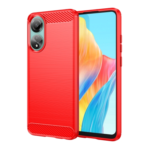 

For OPPO A78 4G Brushed Texture Carbon Fiber TPU Phone Case(Red)