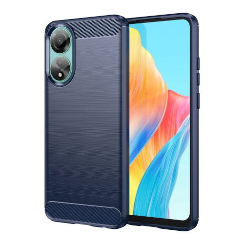 

For OPPO A78 4G Brushed Texture Carbon Fiber TPU Phone Case(Blue)