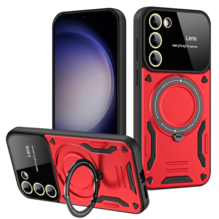 

For Samsung Galaxy S23+ 5G Large Window MagSafe Holder Phone Case(Red)