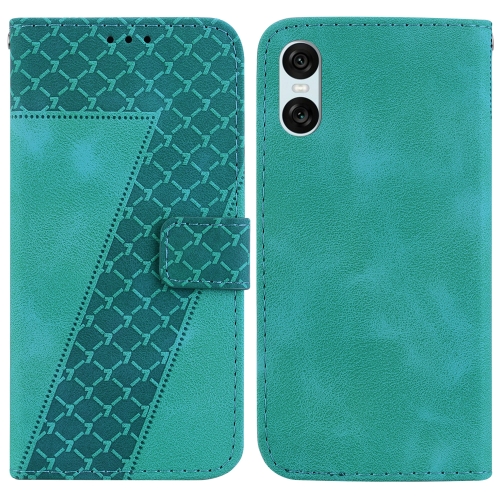 For Sony Xperia 10 VI 7-shaped Embossed Leather Phone Case(Green)