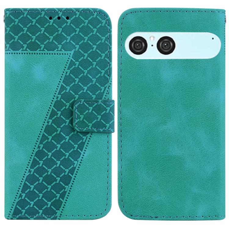 

For Sony Xperia 10 VII Seven-shaped Embossed Leather Phone Case(Green)