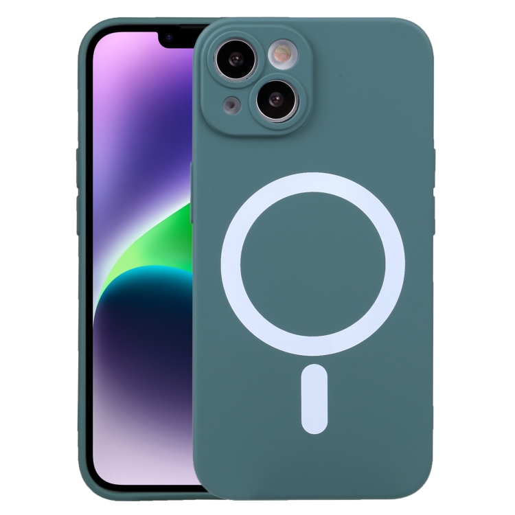 

For iPhone 15 Liquid Silicone Magsafe Phone Case(Dark Green)