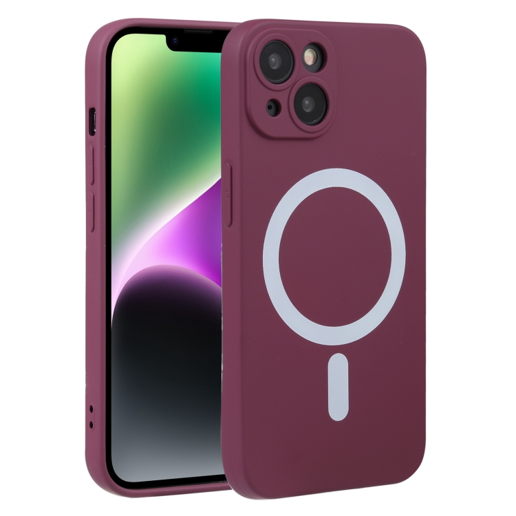 

For iPhone 15 Plus Liquid Silicone Magsafe Phone Case(Wine Red)