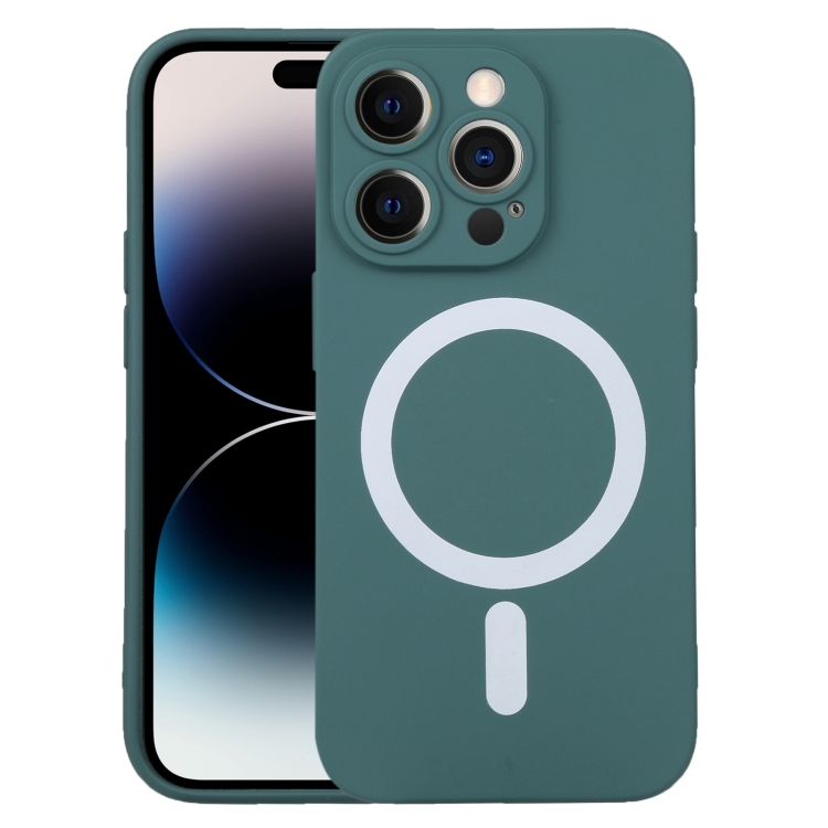 

For iPhone 15 Pro Liquid Silicone Magsafe Phone Case(Dark Green)